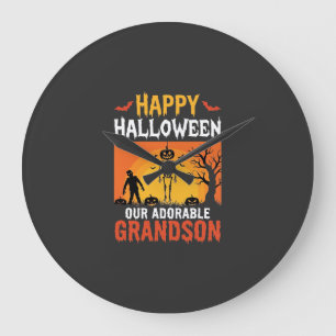 Prettig Halloween Kleinzoon Skelet Pompoen Grote Klok