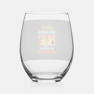Prettig Halloween Kleinzoon Skelet Pompoen Wijnglas Zonder Voet