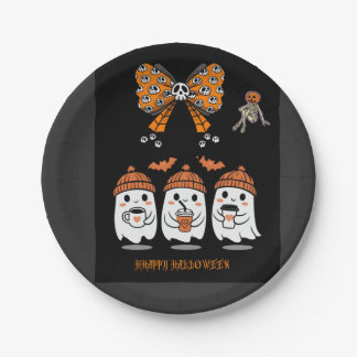 Prettig Halloween - knuffelige spookjes koffie Papieren Bordje