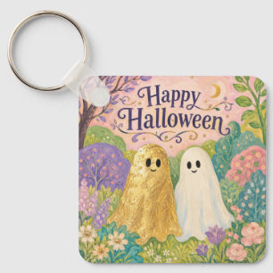 Prettig Halloween Lief Geestje Bloementuin Sleutelhanger