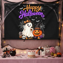 Prettig Halloween Lief Geestje Pompoen Griezelig