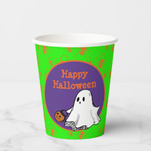 Prettig Halloween Lief Geestje Trick or Treat Fees Papieren Bekers