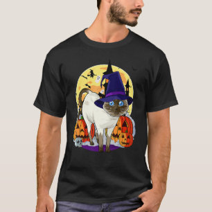 Prettig Halloween Lieve Siamese Kat  Heks Pompoen T-shirt