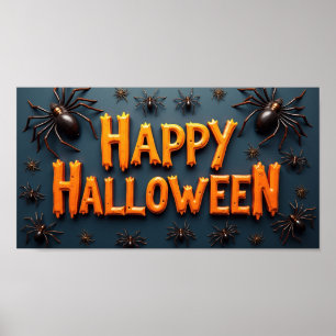 Prettig Halloween met spinnen Poster