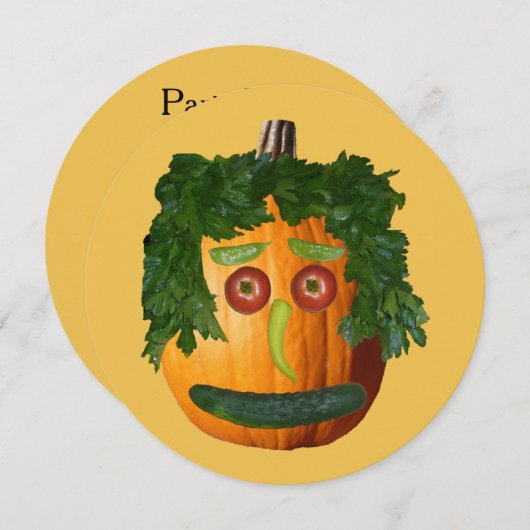 Prettig Halloween - Ongesneden Pompoen Uitnodiging (Voorkant / Achterkant)