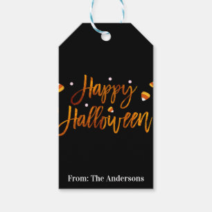 Prettig Halloween Oranje Folie Modern Script Trend Cadeaulabel