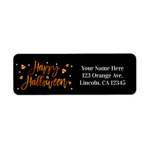 Prettig Halloween Oranje Folie Modern Script Trend Etiket