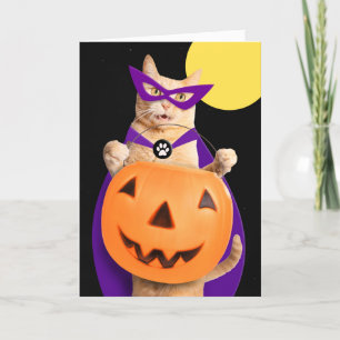Prettig Halloween Oranje Tabby Kattenkat  Feestdagen Kaart
