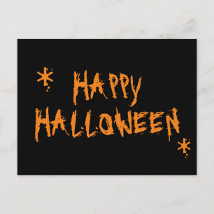 Prettig Halloween oranje zwart griezelig eng grapp Briefkaart
