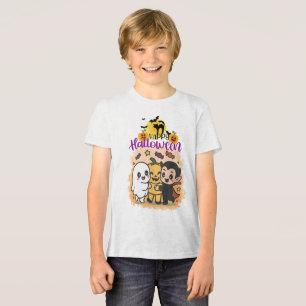 Prettig Halloween Paarse Zonsondergang Ontwerp van Tri-Blend Shirt