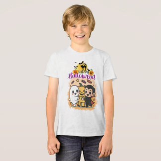 Prettig Halloween Paarse Zonsondergang Ontwerp van Tri-Blend Shirt