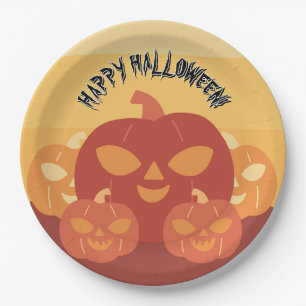 Prettig Halloween! Papieren bord met pompoenen