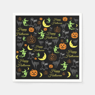 Prettig Halloween Patroon Zwart Servet