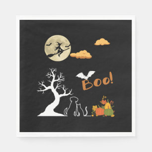 Prettig Halloween Pompoen Dierenliefhebber Kat Hon Servet
