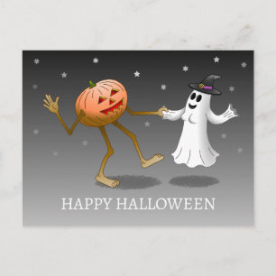 Prettig Halloween Pompoen en Geest Briefkaart