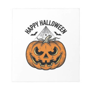 Prettig Halloween Pompoen Gezicht Vintage Vector O Notitieblok