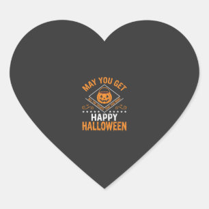 Prettig Halloween Pompoen Snoepjes Vectorontwerp Hart Sticker