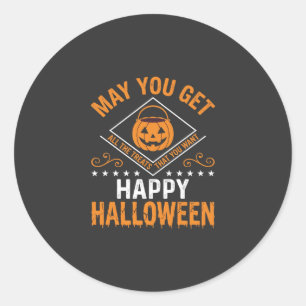 Prettig Halloween Pompoen Snoepjes Vectorontwerp Ronde Sticker