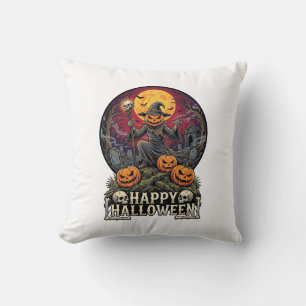 Prettig Halloween Pompoen Tovenaar Kerkhof Volle M Kussen