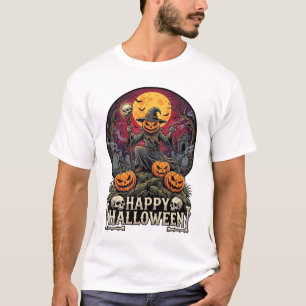 Prettig Halloween Pompoen Tovenaar Kerkhof Volle M T-shirt