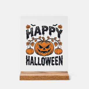 Prettig Halloween Pompoen Vintage Gravure Ontwerp_ Acryl Bord