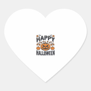 Prettig Halloween Pompoen Vintage Gravure Ontwerp_ Hart Sticker