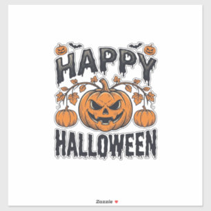 Prettig Halloween Pompoen Vintage Gravure Ontwerp_ Sticker