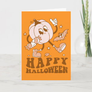 Prettig Halloween Retro Stippele Pump Kaart