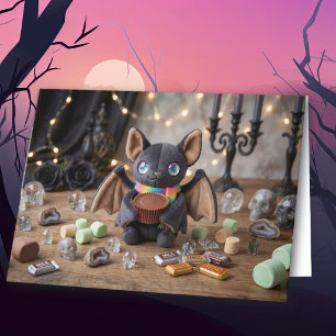 Prettig Halloween Schattige Knuffel Vleermuis Fl Kaart