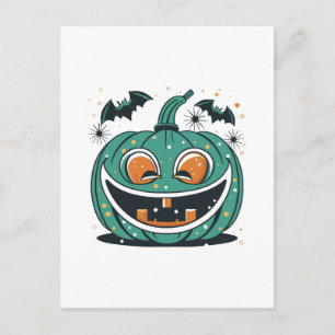 Prettig Halloween! Snij een pompoen! Briefkaart
