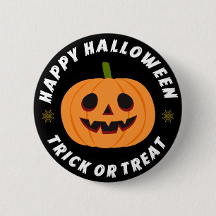Prettig Halloween Snoep of een Leuke Streek Pompoe Ronde Button 5,7 Cm