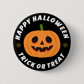 Prettig Halloween Snoep of een Leuke Streek Pompoe Ronde Button 5,7 Cm