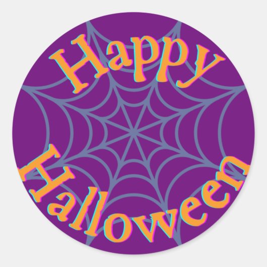 Prettig Halloween Spinnenweb Ronde Sticker (Voorkant)