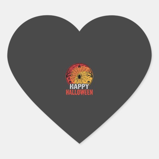 Prettig Halloween Spinnenweb Vectorontwerp Hart Sticker (Voorkant)