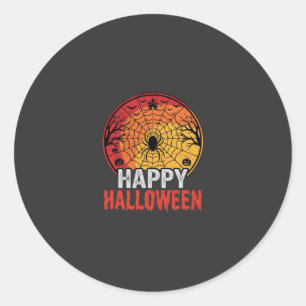 Prettig Halloween Spinnenweb Vectorontwerp Ronde Sticker
