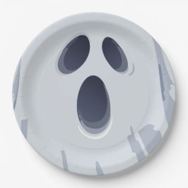Prettig Halloween Spoken Geest Gezicht Papieren Bordje