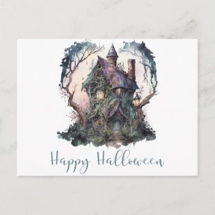 Prettig Halloween Spokenhuis Groen Halloween Feestdagenkaart