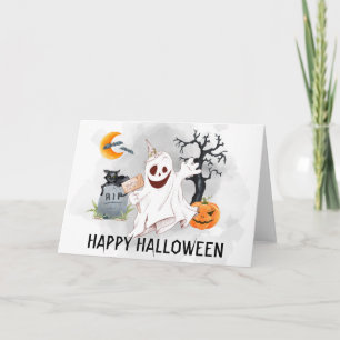 Prettig Halloween spook watercolor  Kaart