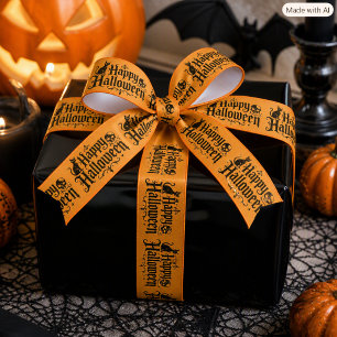 Prettig Halloween Typografie Oranje & Zwart Lint
