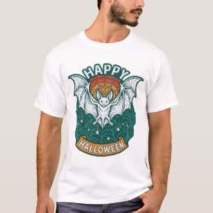 Prettig Halloween Witte Vleermuis Spin Web Spinnen T-shirt