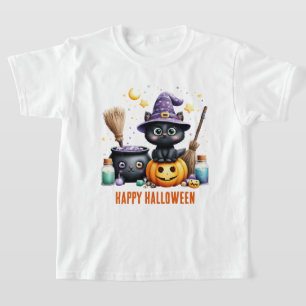 Prettig Halloween Zwarte Heks Kat T-shirt