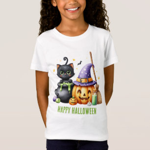 Prettig Halloween Zwarte Heks Kat T-shirt