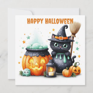 Prettig Halloween Zwarte Kat Kaart
