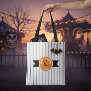 Prettig Halloween Zwarte Kat & Strepen ID686 Draagtas