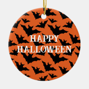 Prettig Halloween zwarte vleermuizen oranje grieze Keramisch Ornament