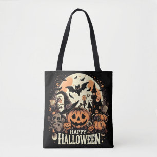 Prettig Halloweenfeest met Pompoen & Spookhuis Draagtas