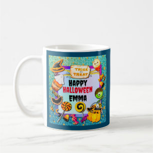 Prettig Halloweenfeest vol met trick-or-treat W Koffiemok