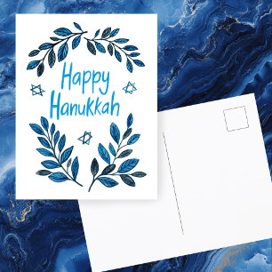 Prettig Hanukka Botanische Waterverf Feestdagenkaart