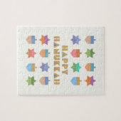 Prettig Hanukka-draai-tol en sterren Legpuzzel (Horizontaal)
