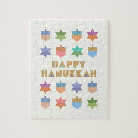 Prettig Hanukka-draai-tol en sterren Legpuzzel (Verticaal)